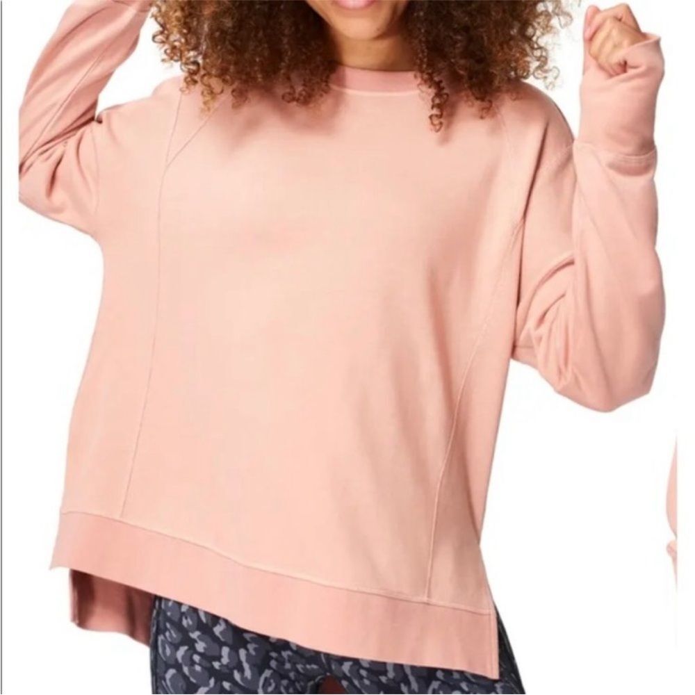 Sweaty Betty Crewneck Sweatshirt Thumbholes Pink size S Workout Gym Athleisure